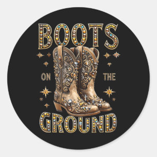 Laarzen op de grond Zwarte Cowgirl Western waar Th Ronde Sticker