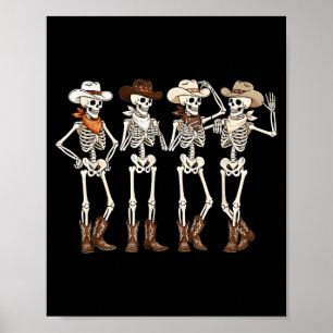 Laarzen Paard Dansende Skelet Western Country Rode Poster