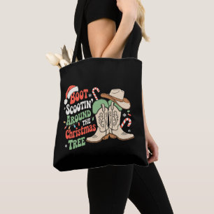 Laarzen schuiven rond de kerstboom western draagtas