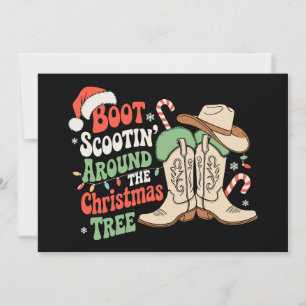 Laarzen schuiven rond de kerstboom western kaart