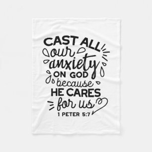 Laat alle zorgen los – 1 Petrus 5:7 Bijbelvers Fleece Deken
