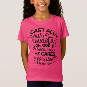 Laat alle zorgen los – 1 Petrus 5:7 Bijbelvers T-shirt
