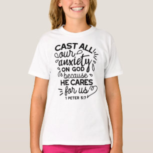 Laat alle zorgen los – 1 Petrus 5:7 Bijbelvers T-shirt