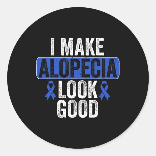 Laat Alopecia er goed uit zien met een blauw lintj Ronde Sticker (Voorkant)