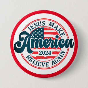 Laat Amerika weer geloven, Ronde Button 7,6 Cm