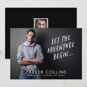 Laat avontuur beginnen Fotoafstudeerfeest Kaart