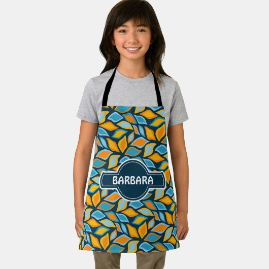 Laat blauw Sinaasappel minimaal patroon Schort (Insitu)