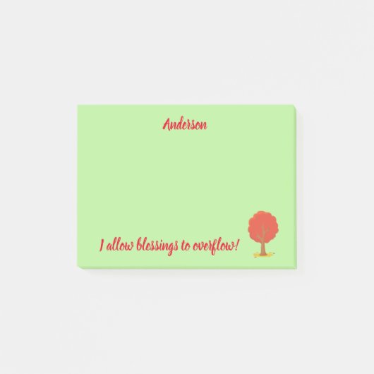 Laat Blessings positieve bevingen toe Rode Boom Post-it® Notes (Voorkant)