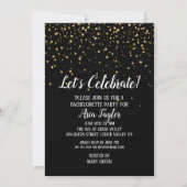 Laat Celebrate Gold Confetti op Black Bachelorette Kaart (Voorkant)