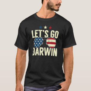 Laat Darwin Sunglasse American Flag Laten we Da ga T-shirt