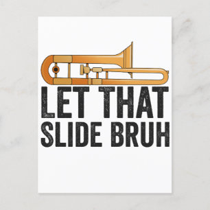 Laat dat maar even grappige trombone speler koper  briefkaart