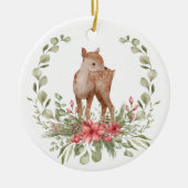 Laat de Aarde vreugde Deer Fawn Wreath Keramisch Ornament (Voorkant)