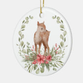 Laat de Aarde vreugde Deer Fawn Wreath Keramisch Ornament (Links)