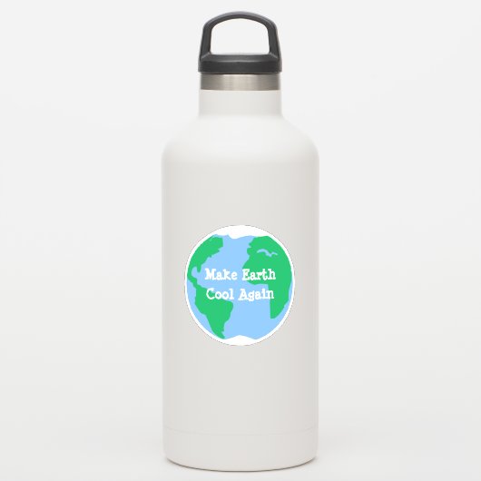 Laat de aarde weer koelen sticker (Waterfles)