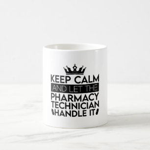 Laat de apotheker de technicus rustig houden. koffiemok