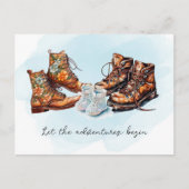 Laat de avonturen beginnen zwangerschap aankondigi aankondigingskaart (Voorkant)