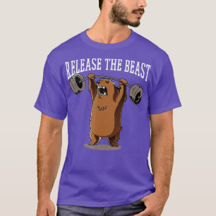 Laat de Bodybuilder Grizzly B van de Beast Gym vri T-shirt