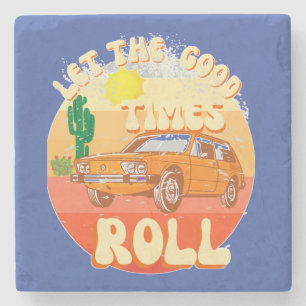 Laat de goede tijden rollen - vintage 70's stijl stenen onderzetter