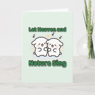 Laat de hemel en de natuur Kerstmis lammetjes zing Kaart