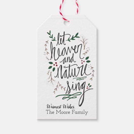 Laat de hemel het Label van Kerstmis zingen Cadeaulabel (Voorkant)