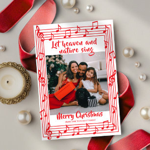 Laat de hemel zingen Muzikale rand één foto kerst Feestdagenkaart