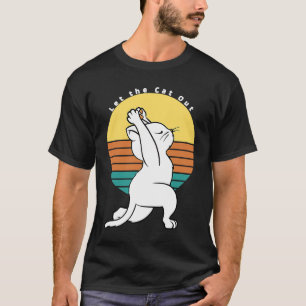 Laat De Kat Uit Retro Yoga Kat Cadeau T-shirt