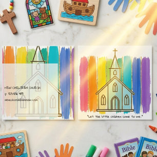 Laat de kleine kinderen tot mij komen, kindercatec vierkante visitekaartje