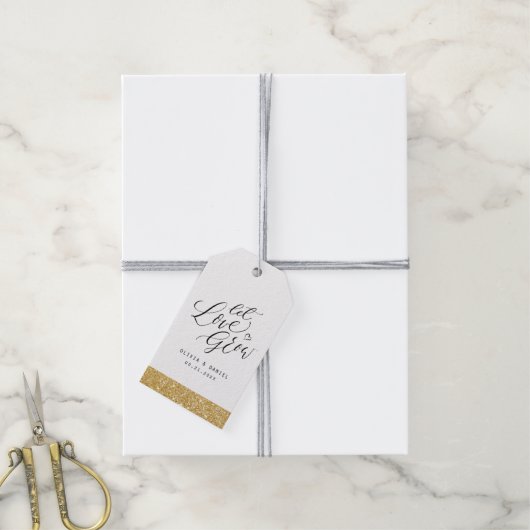 "Laat de liefde groeien" moderne kalligrafie bruil Cadeaulabel (Met Touw)