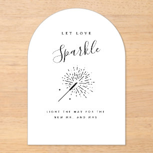Laat de liefde schitteren moderne minimalistische acryl uitnodigingen
