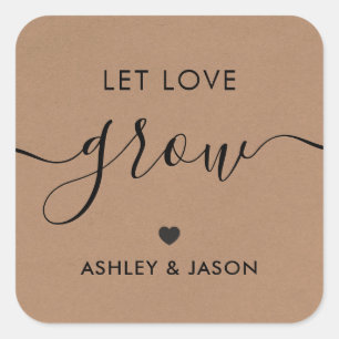 Laat de Liefde Sticker groeien, Plant Gift Label, 