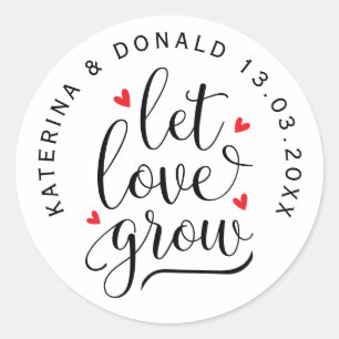 Laat de liefde weduwschap zaaigoed klassieke ronde sticker