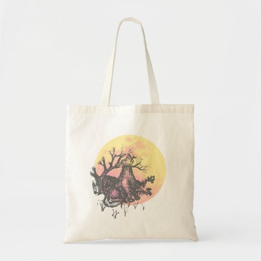 Laat de Maan Gids, Wolf op Maan & Hand Lettered Tote Bag (Voorkant)
