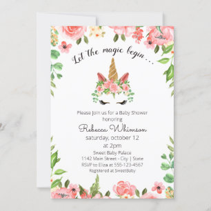 Laat de Magie beginnen... Cute Unicorn Baby shower Kaart