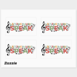 Laat de muziek spreken, muzieknoten rechthoekige sticker
