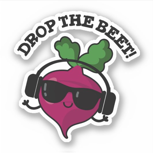 Laat de muziek van de Beet de Funny Veggie Pun val Sticker (Voorkant)