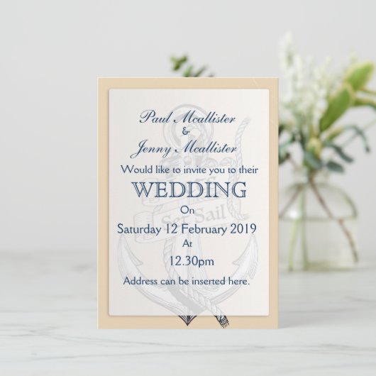 laat de nautische trouwuitnodiging voor het zeile kaart (Staand voorkant)