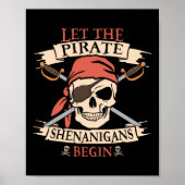 Laat de piraat Shenanigans met Halloween Skull B b Poster (Voorkant)