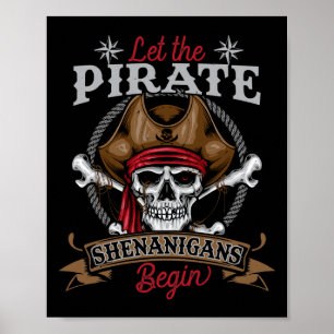 Laat de piraat Shenanigans met Skeleton Halwee beg Poster