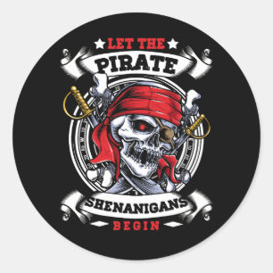 Laat de Pirate Shenanigans met Crossbones Freebo b Ronde Sticker