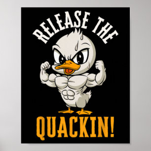 Laat de Quackin Funny Duck Gym Gewichtheffen B Poster
