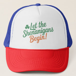 Laat de Schelmenstreken Beginnen Grappige Ierse St Trucker Pet