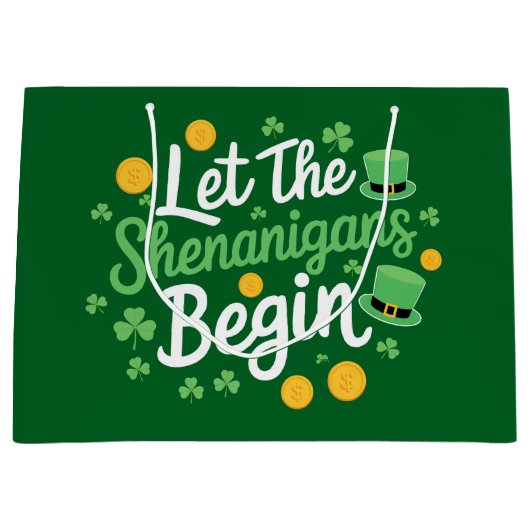 Laat de Schelmenstreken Beginnen Grappige St. Patr Groot Cadeauzakje (Voorkant)