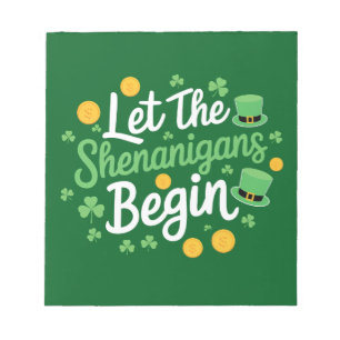 Laat de Schelmenstreken Beginnen Grappige St. Patr Notitieblok