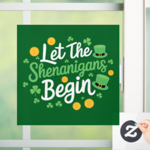 Laat de Schelmenstreken Beginnen Grappige St. Patr Raamsticker
