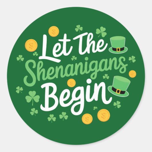 Laat de Schelmenstreken Beginnen Grappige St. Patr Ronde Sticker (Voorkant)