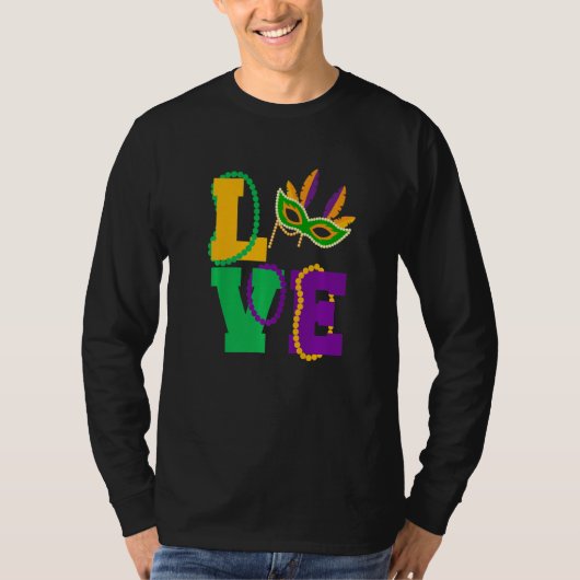 Laat de Schelmenstreken beginnen Mardi Gras liefde T-shirt (Voorkant)