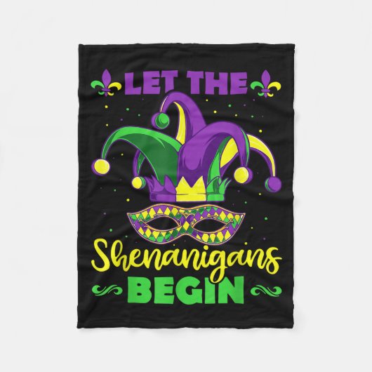 Laat de Schelmenstreken Beginnen Mardi Gras Narren Fleece Deken (Voorkant)
