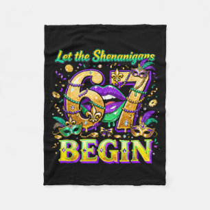 Laat de Shenanigans 67 beginnen Mardi Gras citaat Fleece Deken