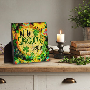 Laat de Shenanigans beginnen Ierse Shamrocks Fotoplaat