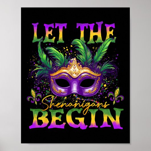 Laat de Shenanigans beginnen met het mardi Gras Ma Poster (Voorkant)